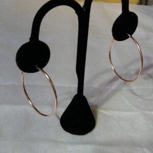 Rose Gold tone hoop earrings pierced NWT (sku 164)